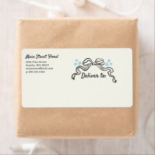 Doodle Bow and Flowers Business Shipping Label