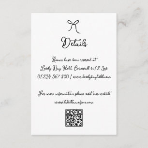 Doodle Bow Black & White Wedding Details Enclosure Card