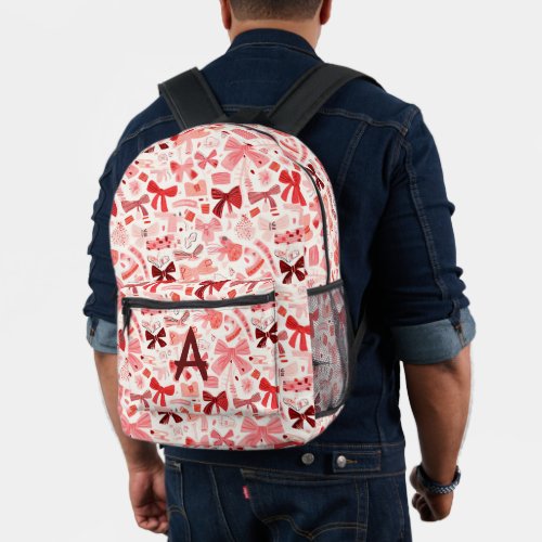 Doodle Bows Initial Printed Backpack
