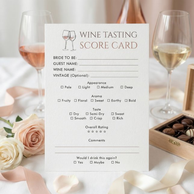 Doodle Bridal Shower Wine Tasting Score Card (Creator Uploaded)