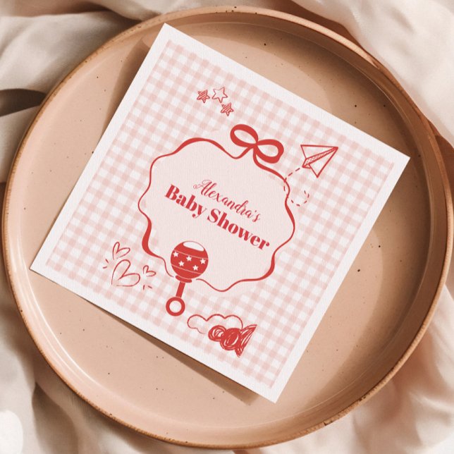 Doodle Brunch Bow Bow Baby Shower Napkins (Creator Uploaded)