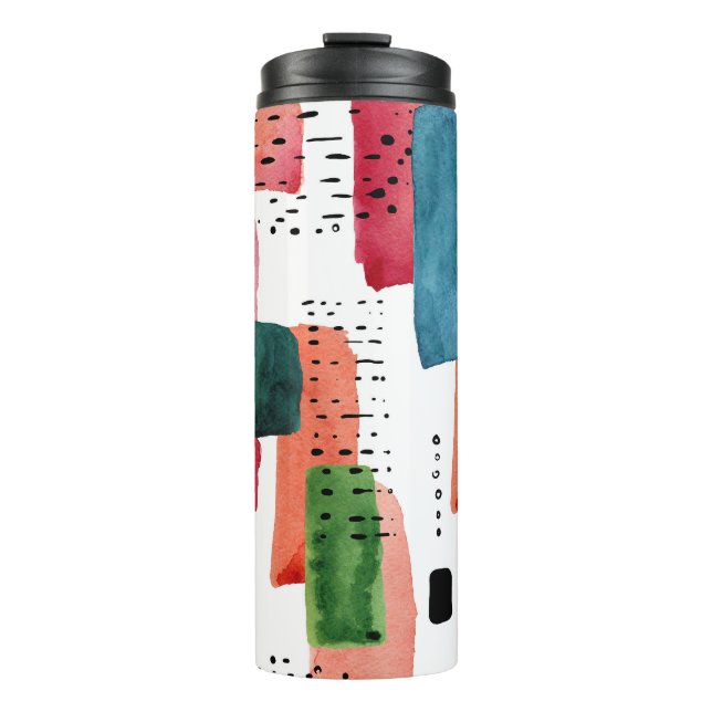 Doodle Brush: Orange Blue Thermal Tumbler (Front)