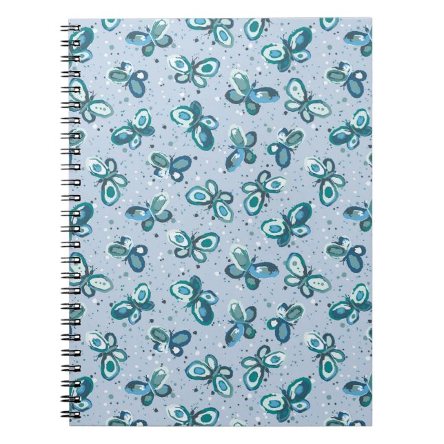 Doodle Bugs Butterflies - blue - seamless pattern. Notebook (Front)