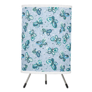 Doodle Bugs Butterflies - blue - seamless pattern. Tripod Lamp
