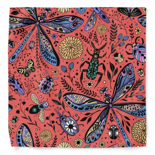 Doodle bugs on coral red bandana