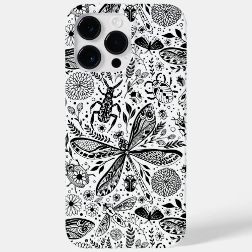 Doodle bugs on dark blue Case_Mate iPhone 14 pro max case