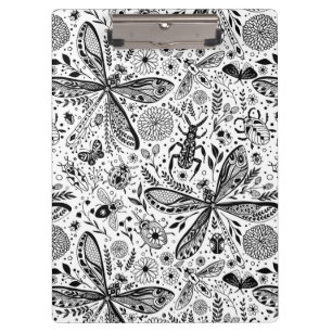 Doodle bugs on dark blue clipboard