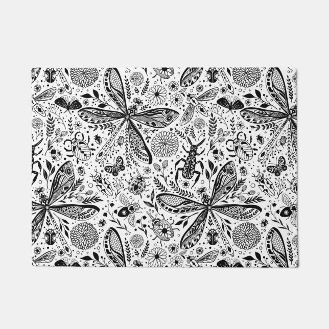 Doodle bugs on dark blue doormat (Front)