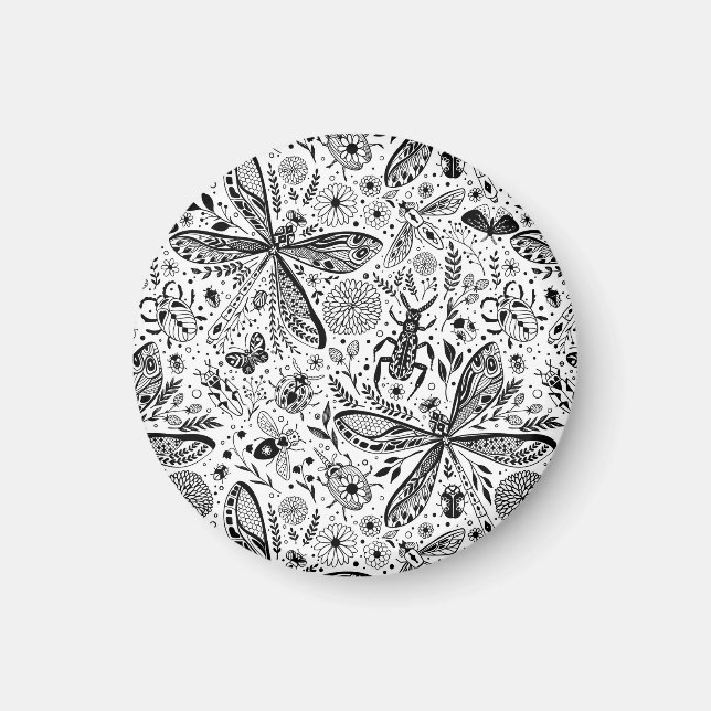 Doodle bugs on dark blue magnet (Front)