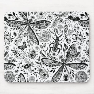 Doodle bugs on dark blue mouse pad