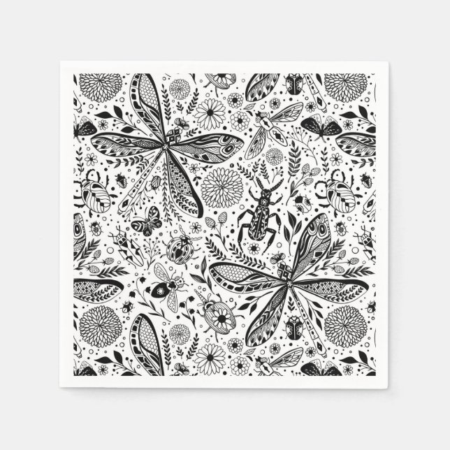 Doodle bugs on dark blue napkins (Front)