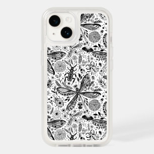 Doodle bugs on dark blue OtterBox iPhone 14 case