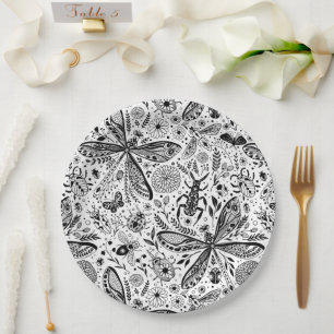 Doodle bugs on dark blue paper plates