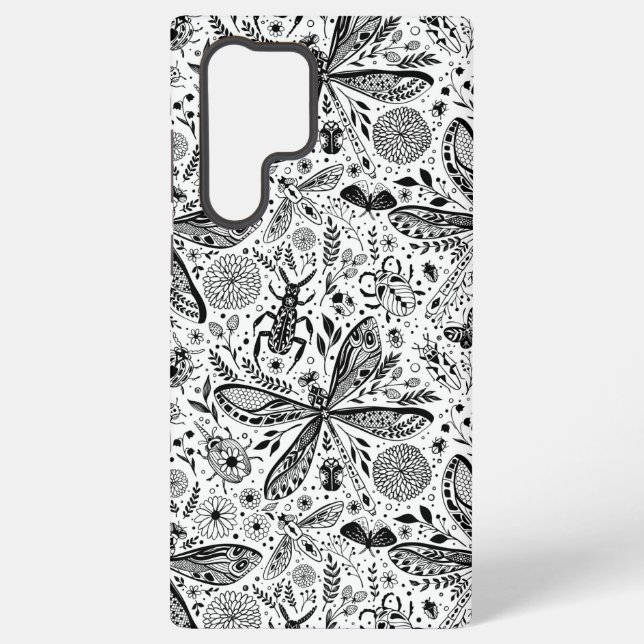 Doodle bugs on dark blue samsung galaxy case (Back)