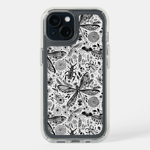 Doodle bugs on dark blue iPhone 15 case