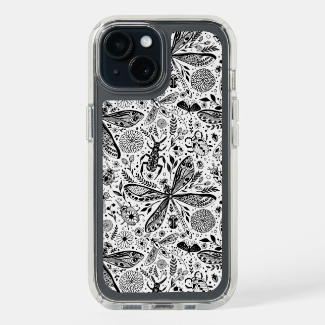 Doodle bugs on dark blue speck iPhone case (Front (Black))