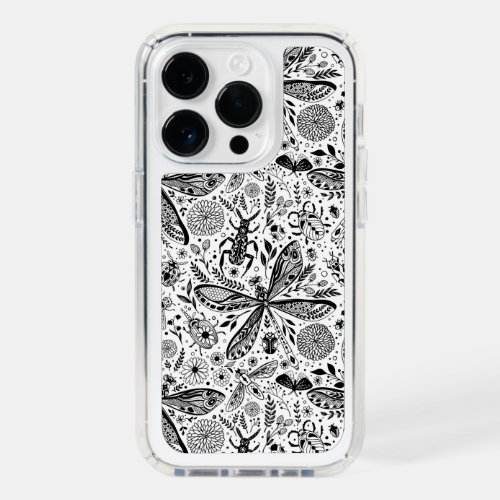 Doodle bugs on dark blue speck iPhone 14 pro case