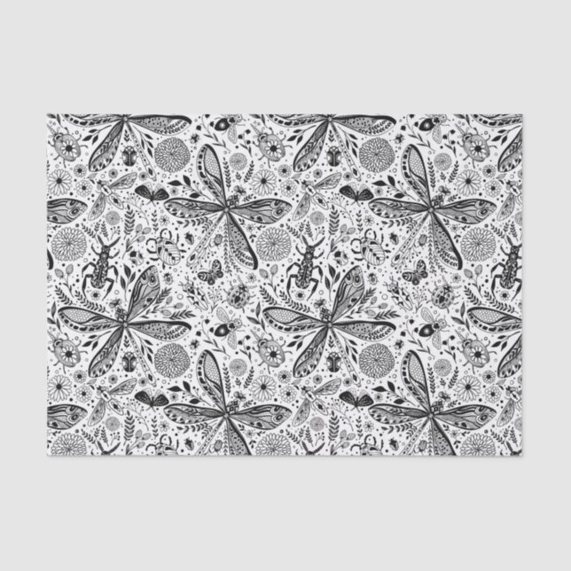 Doodle bugs on dark blue tissue paper (Front)