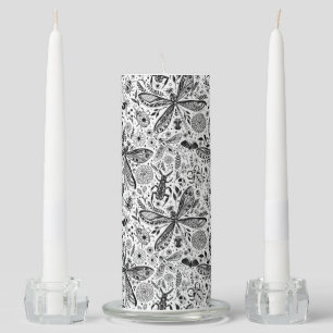 Doodle bugs on dark blue unity candle set