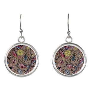 Doodle bugs on mocha brown earrings