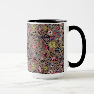 Doodle bugs on mocha brown mug