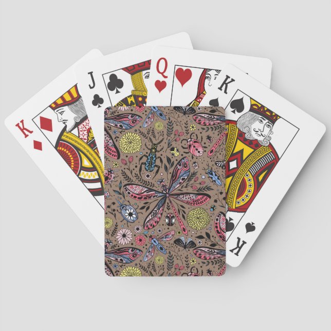 Doodle bugs on mocha brown poker cards (Back)
