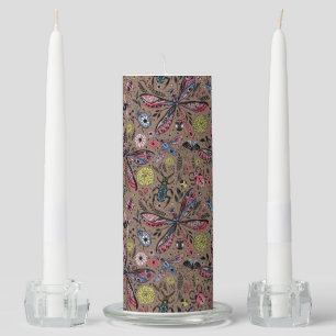 Doodle bugs on mocha brown unity candle set