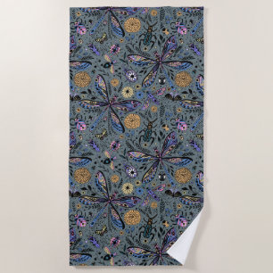 Doodle bugs on slater gray beach towel