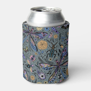 Doodle bugs on slater gray can cooler