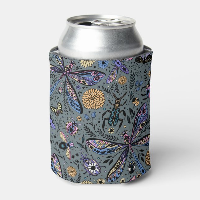 Doodle bugs on slater gray can cooler (Can Front)