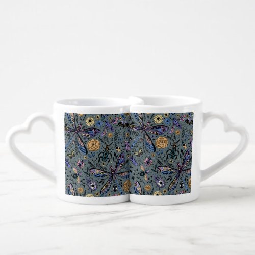 Doodle bugs on slater gray coffee mug set