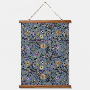 Doodle bugs on slater gray hanging tapestry
