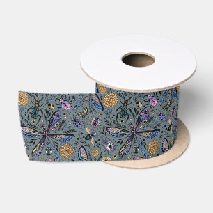 Doodle bugs on slater gray satin ribbon