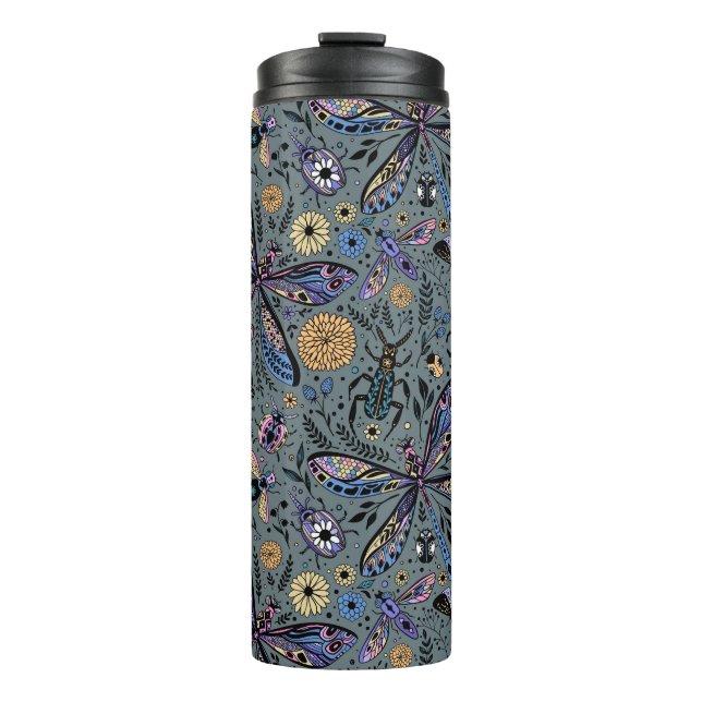 Doodle bugs on slater gray thermal tumbler (Front)