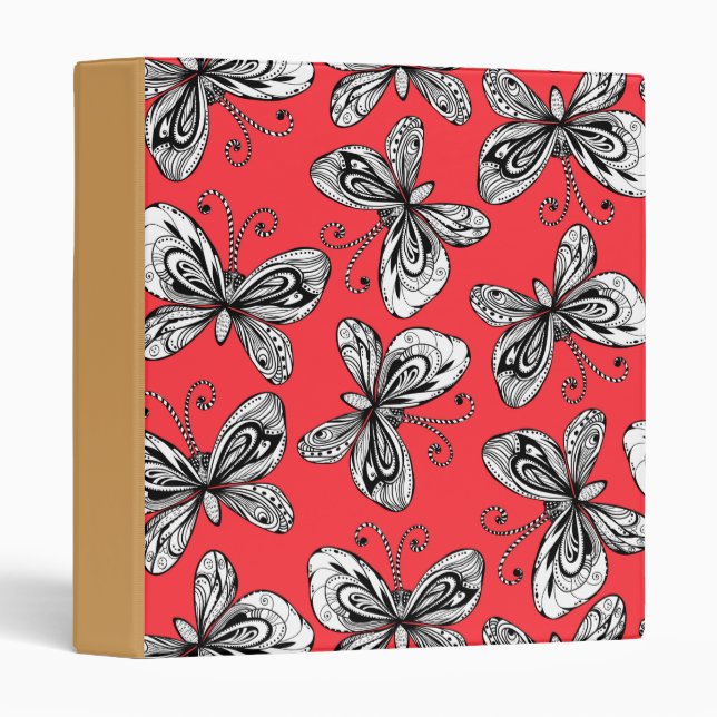 Doodle butterflies pattern binder (Front/Spine)