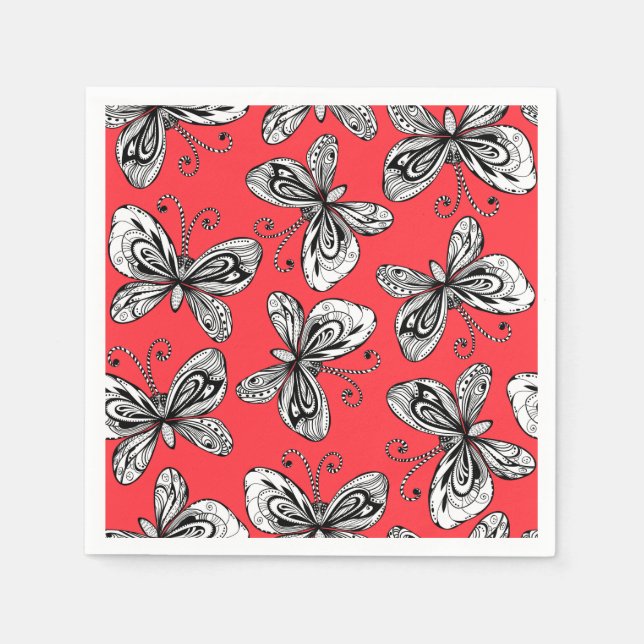 Doodle butterflies pattern napkins (Front)