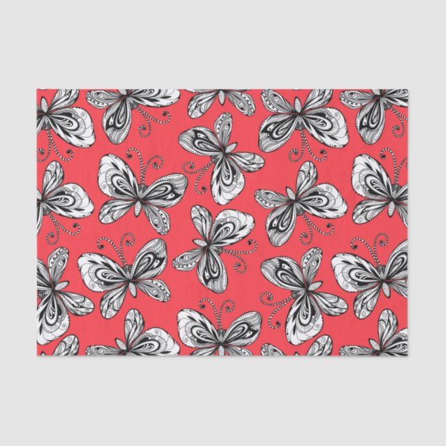 Doodle butterflies pattern tissue paper (Front)
