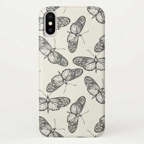 Doodle ButterflyMoth Pattern iPhone X Case