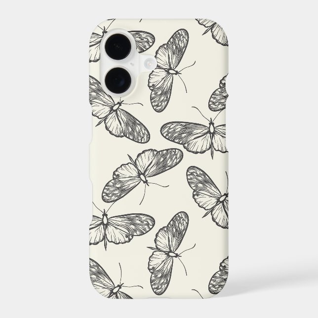 Doodle Butterfly/Moth Pattern Iphone Case (Back)
