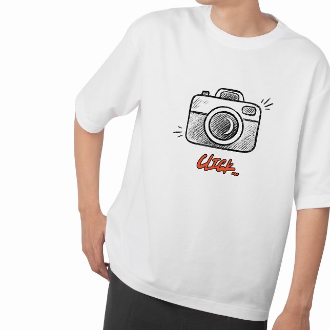 Doodle Camera Click Typography Minimal Tee (click)