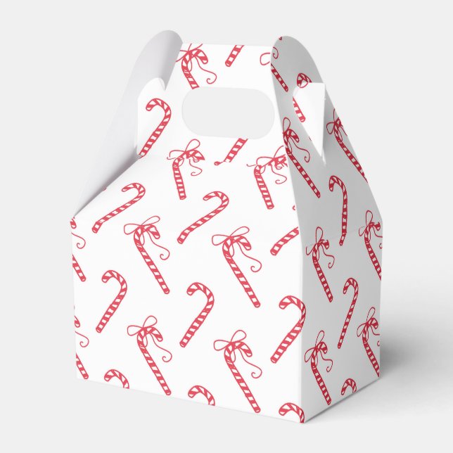 Doodle Candy Cane Pattern Mug Favor Boxes (Front Side)