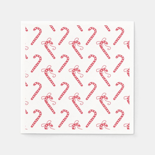 Doodle Candy Cane Pattern Mug Napkins (Front)