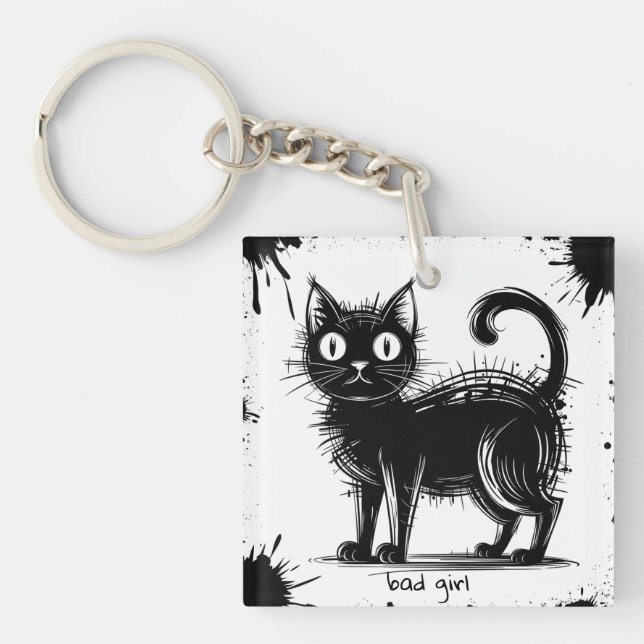 Doodle cat keychain (Front)