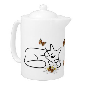 Doodle Cat Teapot by bonfirecats at Zazzle