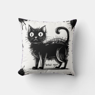doodle cat throw pillow