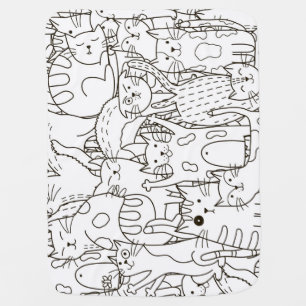 Doodle cats: black and white. baby blanket