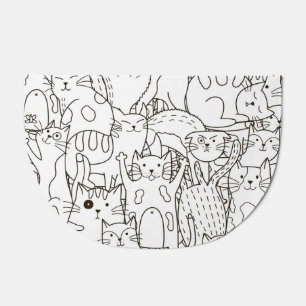 Doodle cats: black and white. doormat