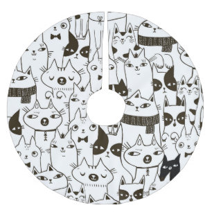 Doodle cats: funny seamless pattern. brushed polyester tree skirt