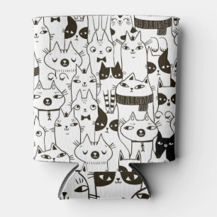 Doodle cats: funny seamless pattern. can cooler
