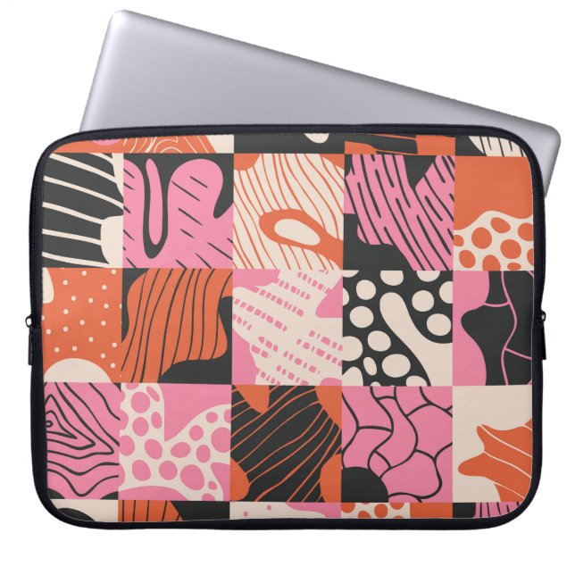 Doodle Cells: Geometric Pattern Design. Laptop Sleeve (Front)